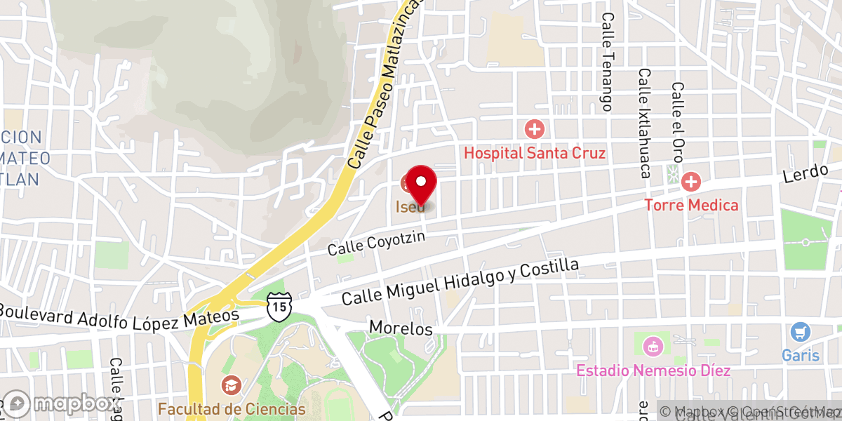 Map showing location of Templo trinitario centro