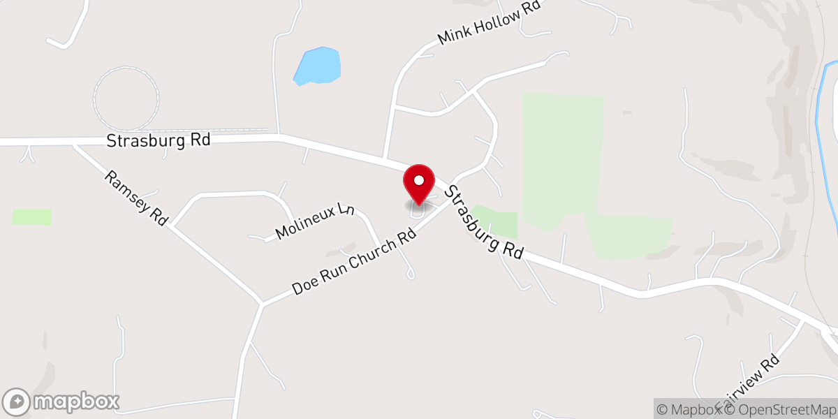 Map showing location of Doe Run Presbyterian Church