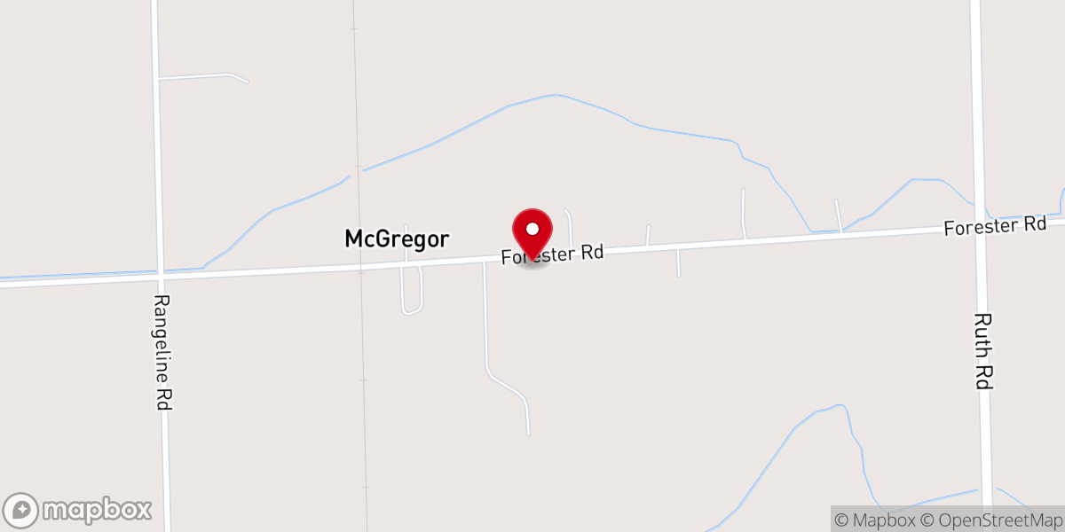 Map showing location of Mc Gregor United Methodist Church