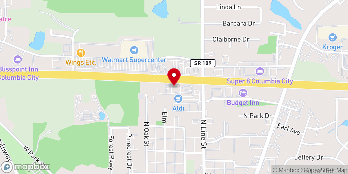 Map showing location of Oriental Buffet