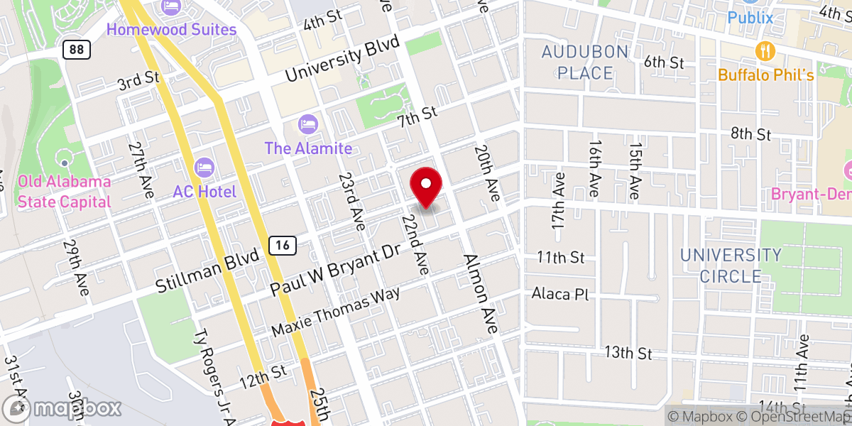 Map showing location of The Capstone United Methodist Church