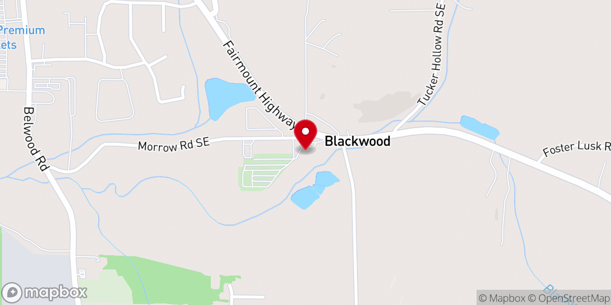 Map showing location of Blackwood Springs Baptist Church