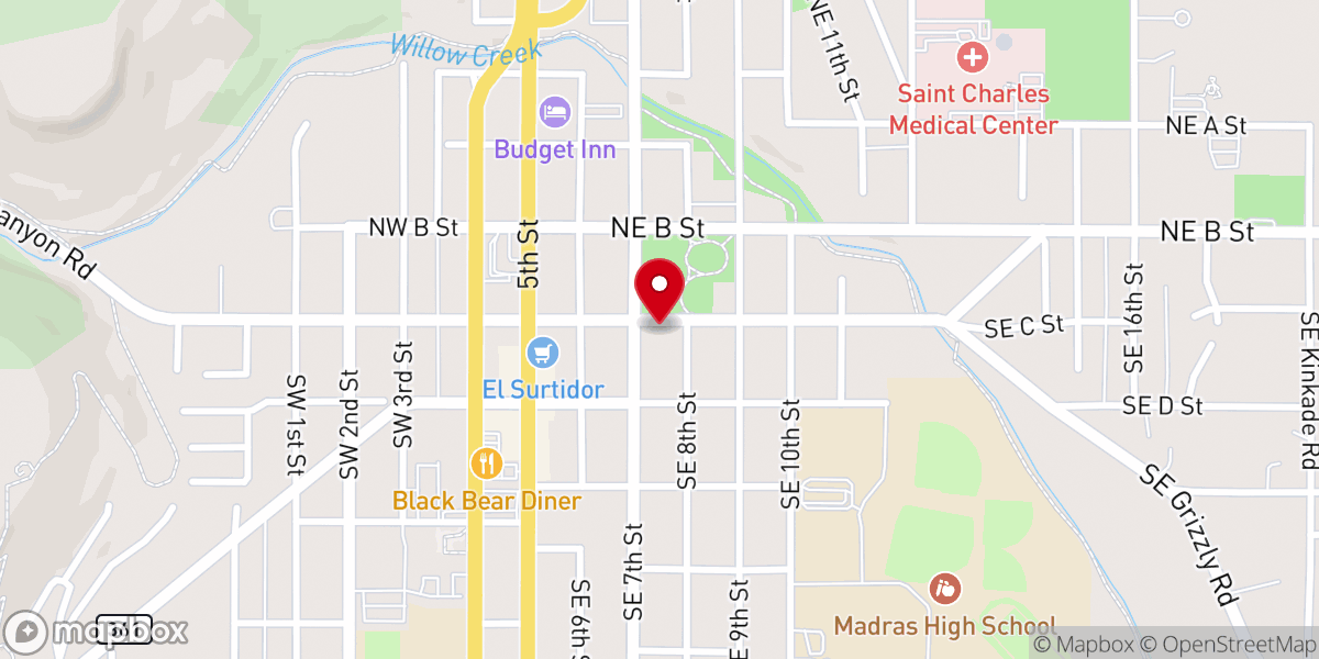 Map showing location of Madras Christian Church
