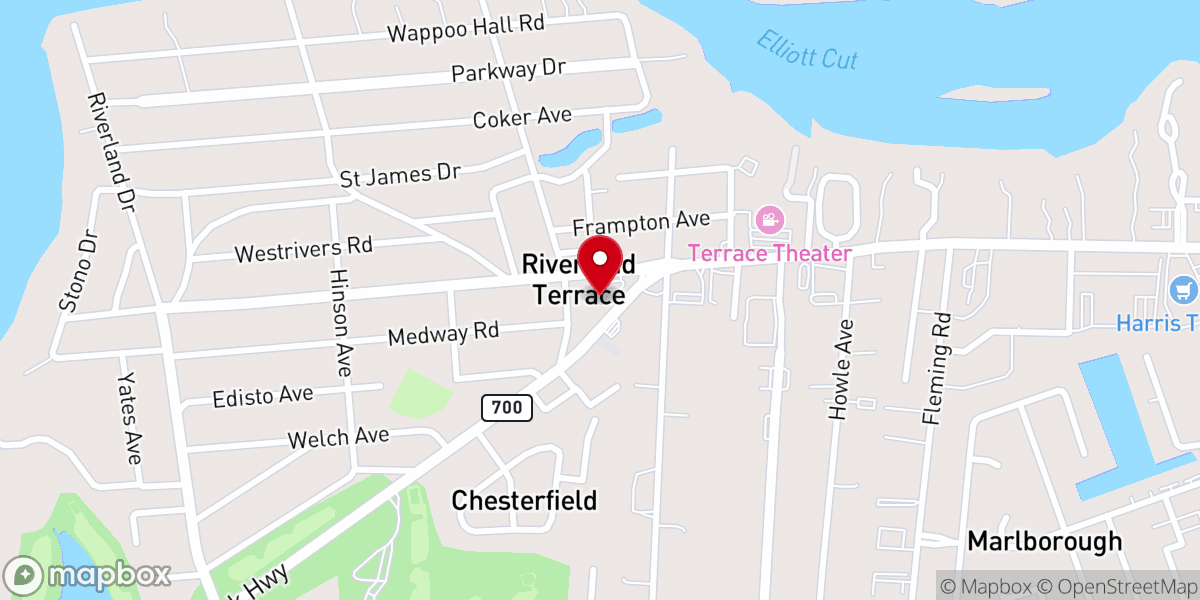 Map showing location of James Island Baptist Church