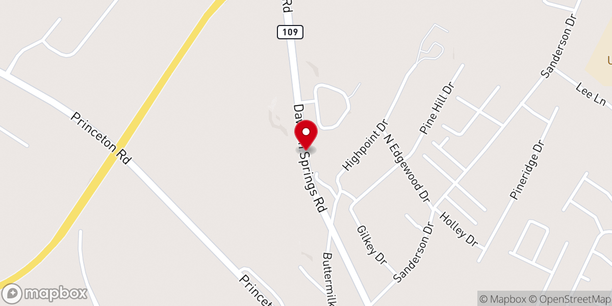 Map showing location of Allen Grove Baptist Church