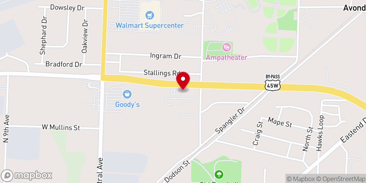 Map showing location of Avondale Baptist Church