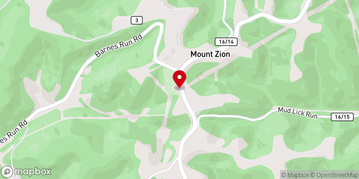 Map showing location of Mount Zion Methodist Church