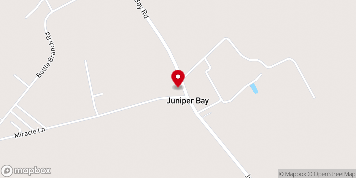 Map showing location of Juniper Bay Baptist Church