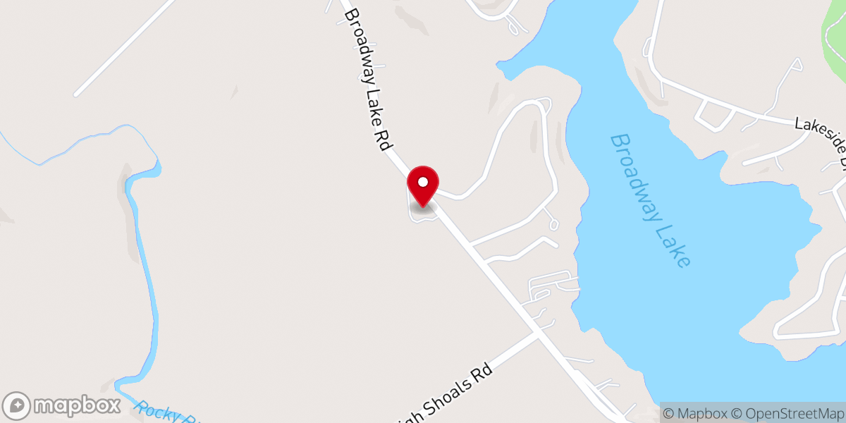 Map showing location of Broadway Lake Baptist Church