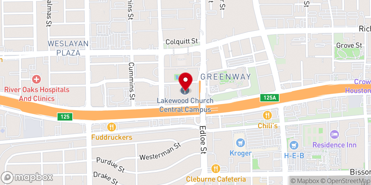 Map showing location of Joel Osteen Ministries