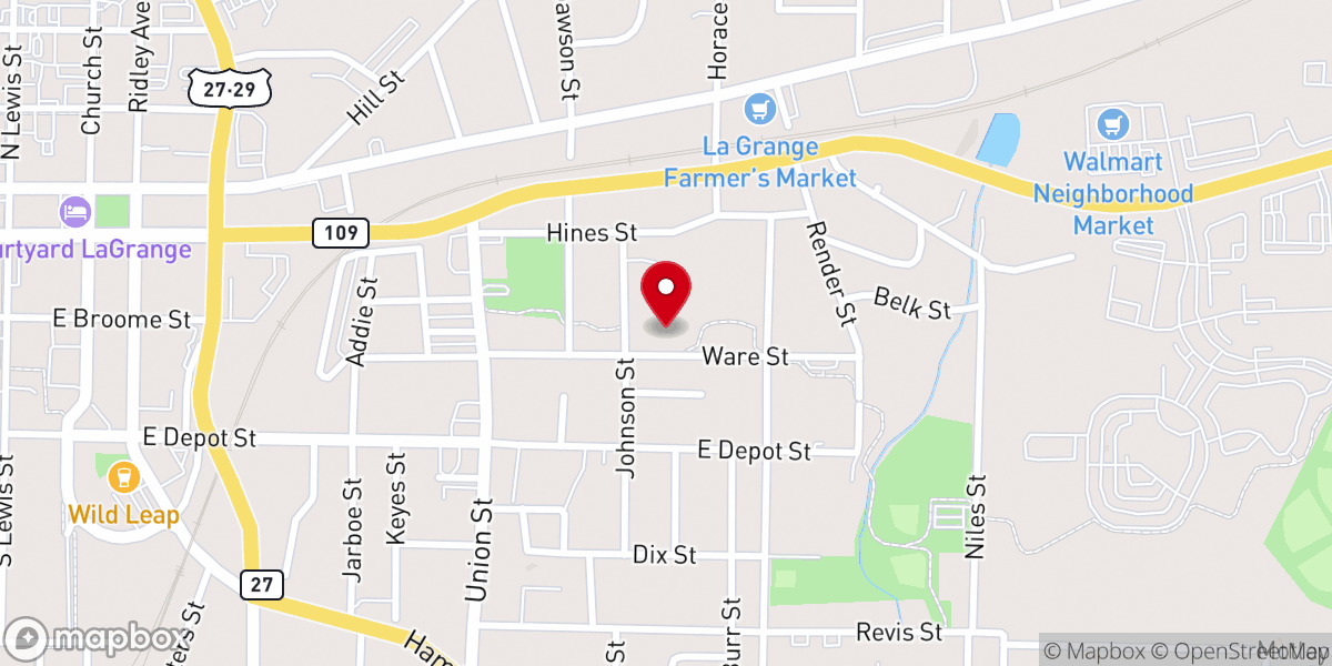 Map showing location of Ware Street Baptist Church