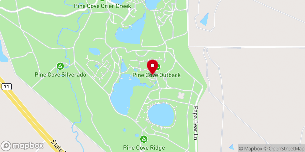 Map showing location of Pine Cove Outback