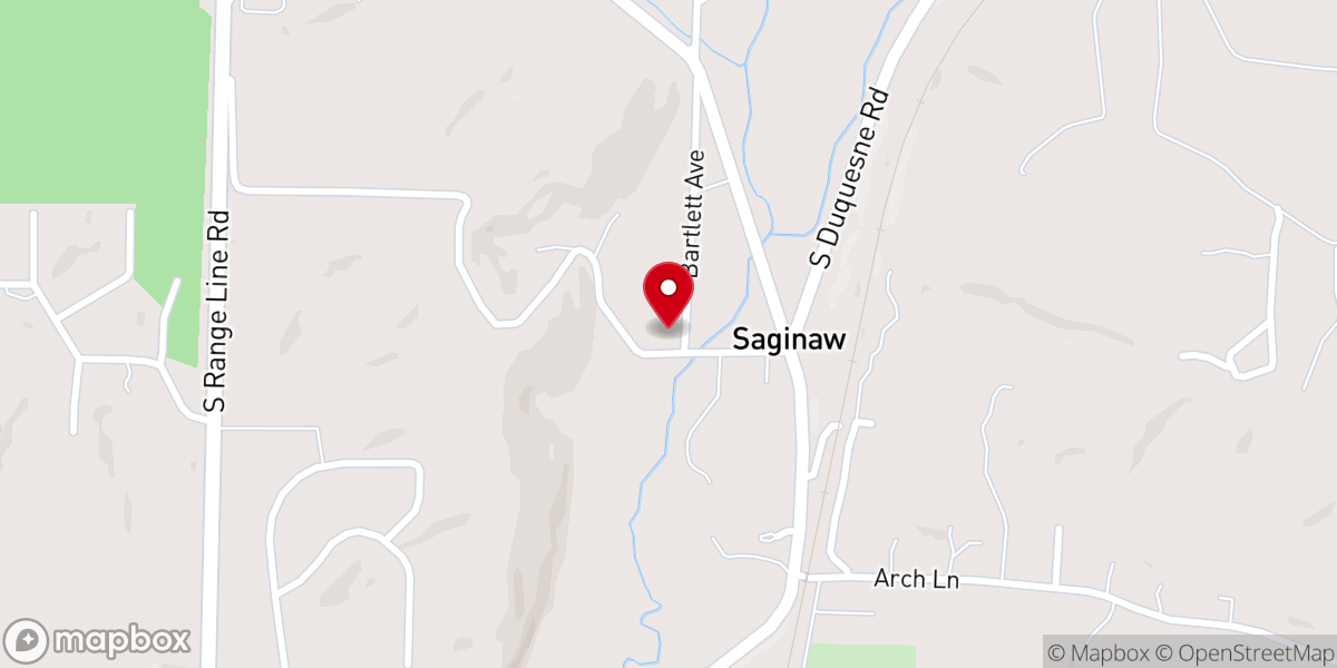 Map showing location of Saginaw Baptist Church