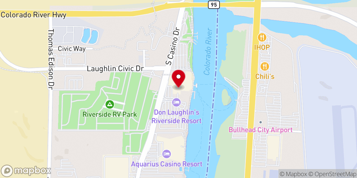 Map showing location of Riverside Casino