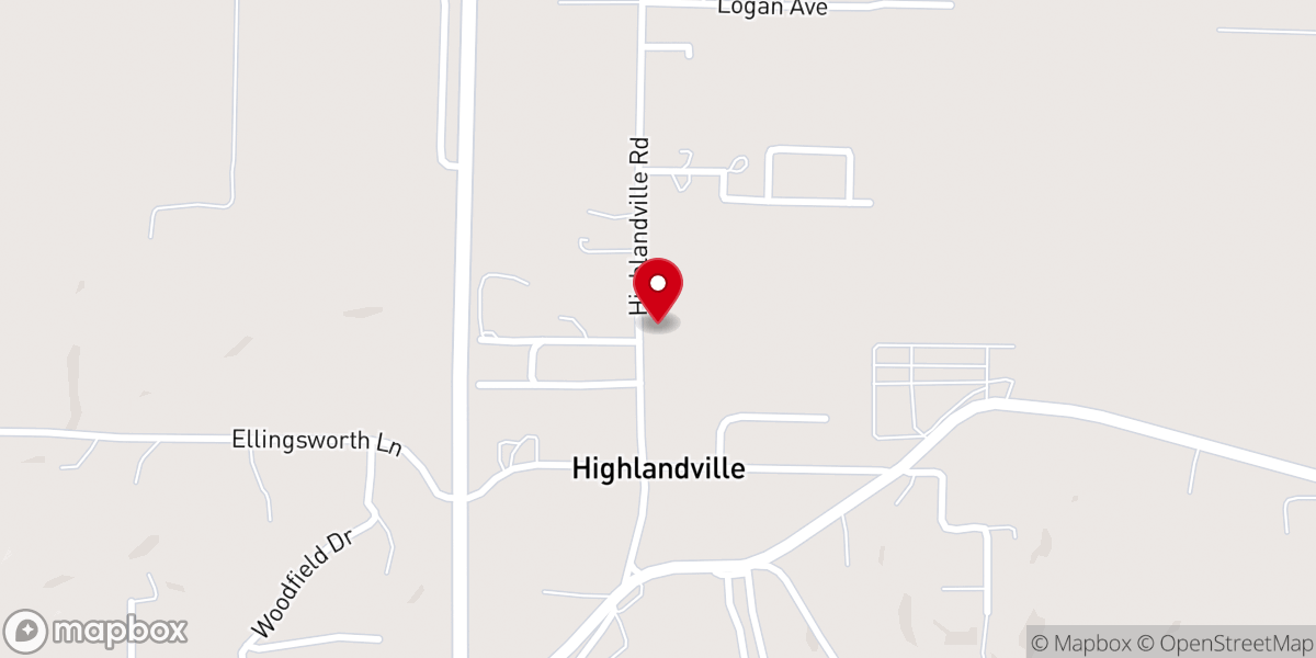 Map showing location of Highlandville church of Christ