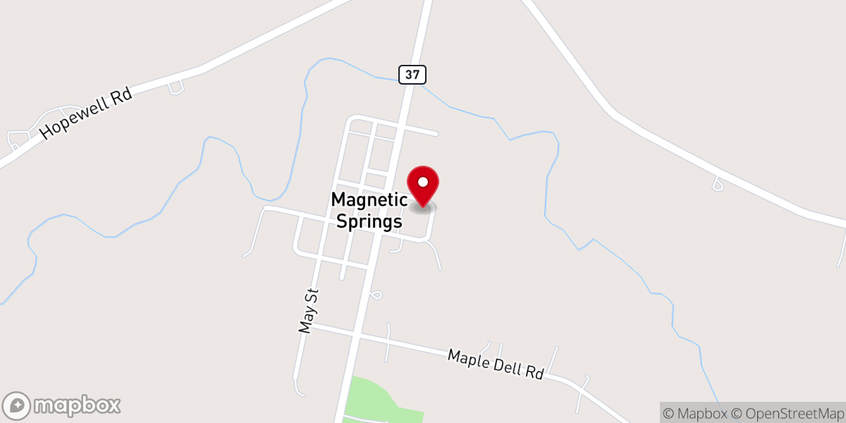 Map showing location of Magnetic Springs United Methodist Church