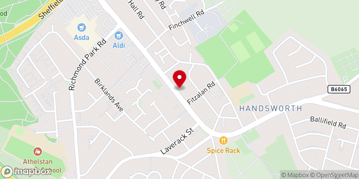 Map showing location of Handsworth Methodist Church