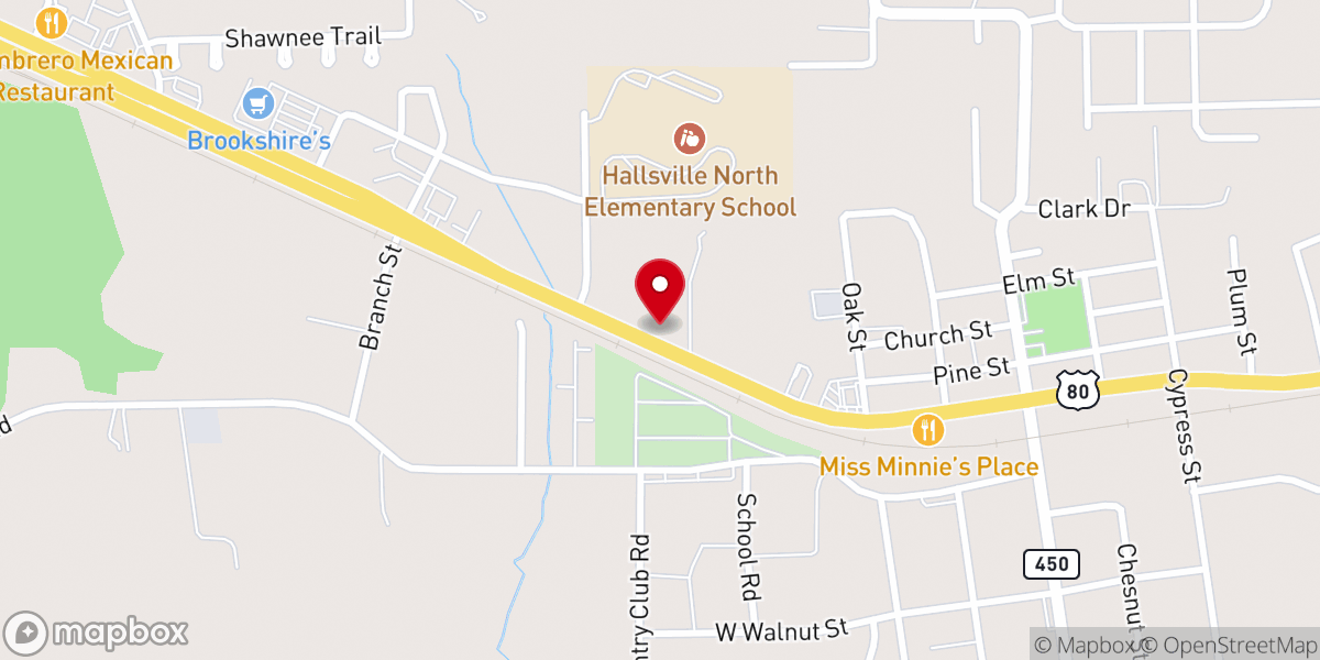 Map showing location of Hallsville 1st United Pentecostal Church