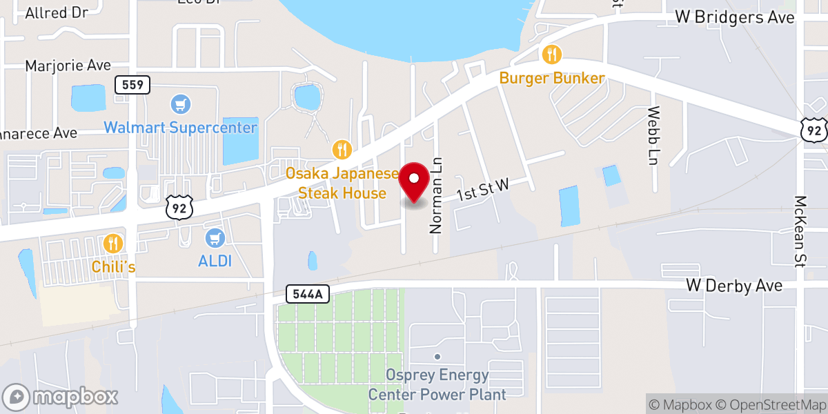 Map showing location of Auburndale Deliverance Center