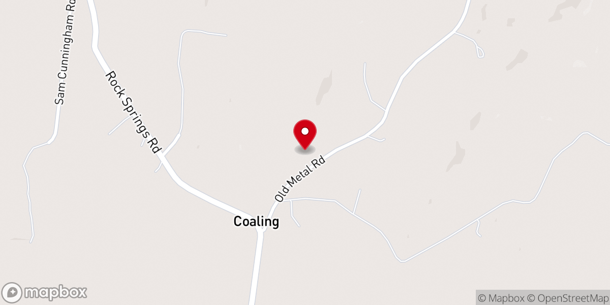 Map showing location of Chestnut Grove Church