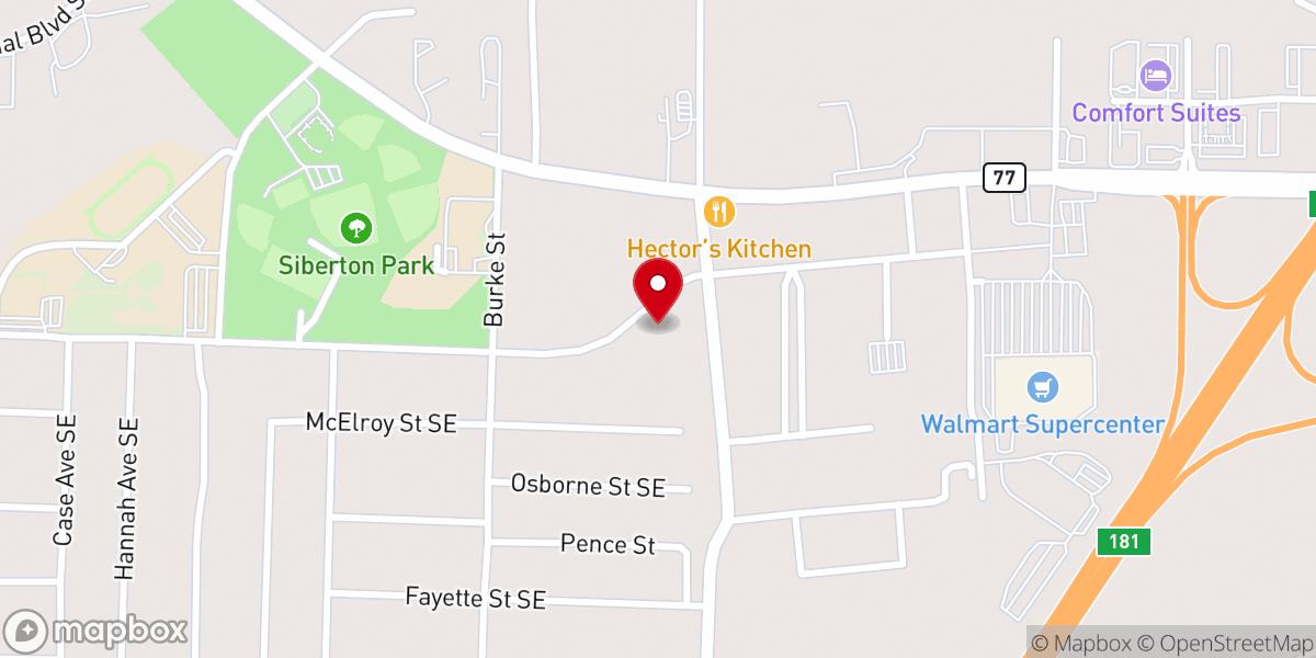 Map showing location of Siberton Baptist Church - Food Distribution Center