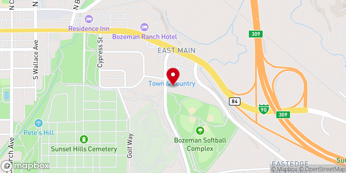 Map showing location of Bozeman Reformed Baptist Church