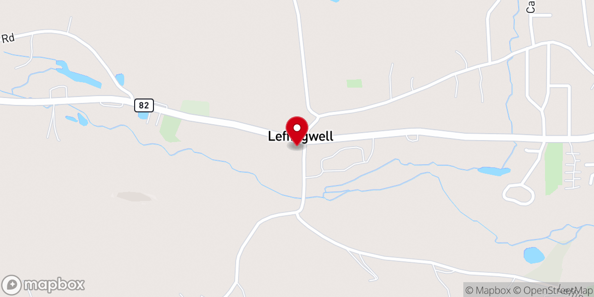 Map showing location of Leffingwell Baptist Church