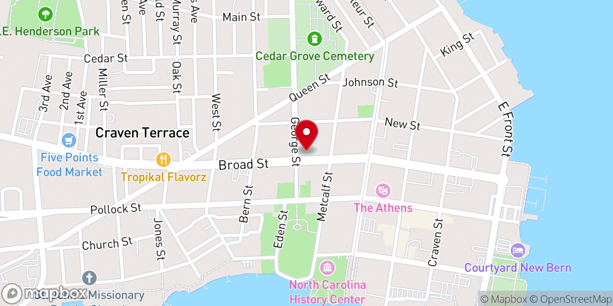 Map showing location of Tabernacle Baptist Church