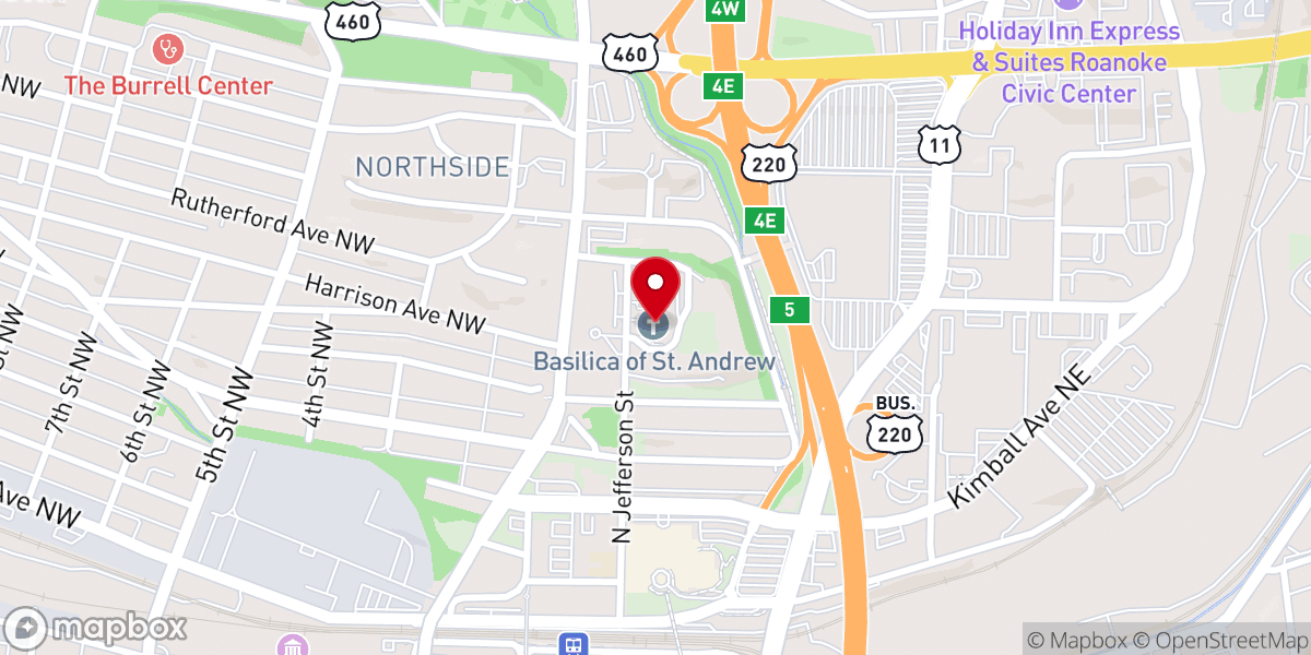 Map showing location of Basilica of Saint Andrew