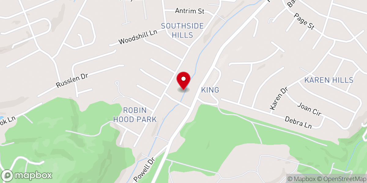 Map showing location of Southside Baptist Church