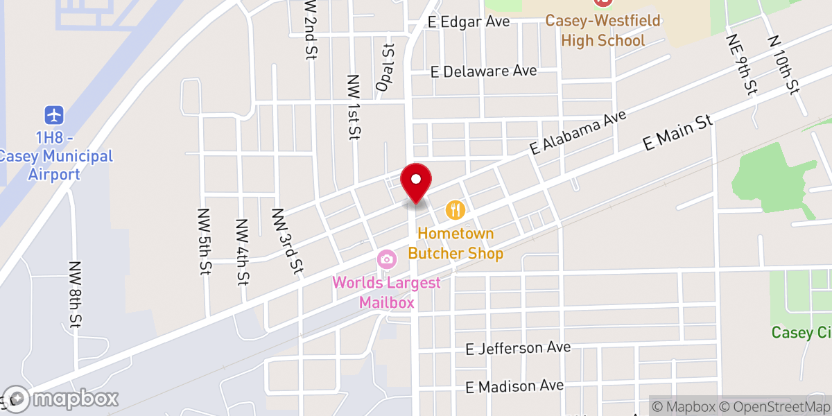 Map showing location of Cumberland Presbyterian Church