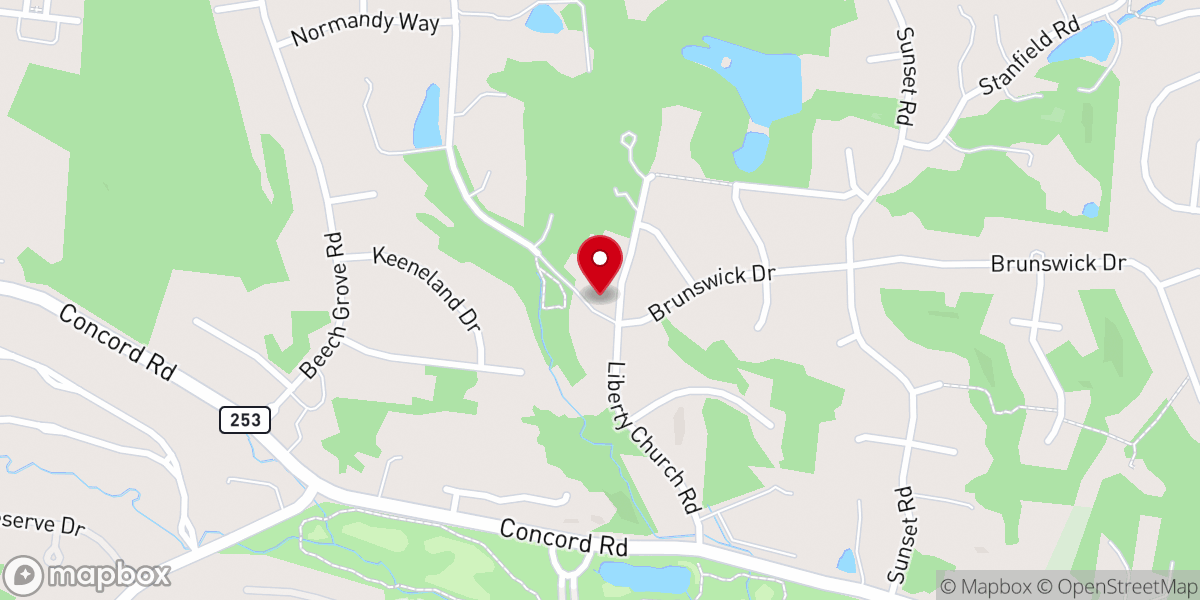 Map showing location of Liberty United Methodist Church