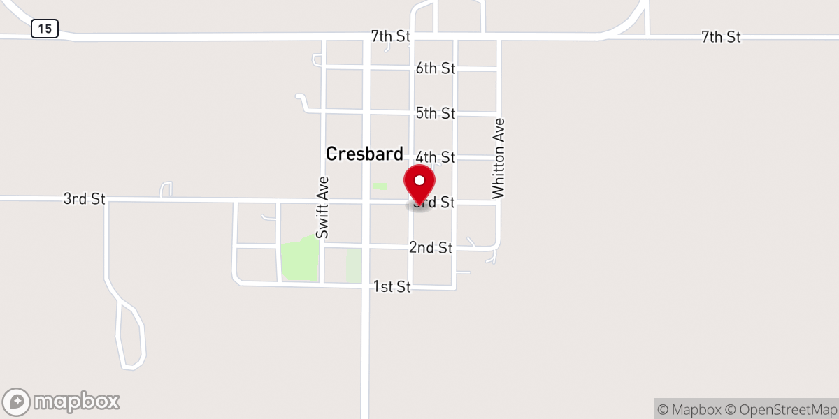 Map showing location of Cresbard Methodist Church