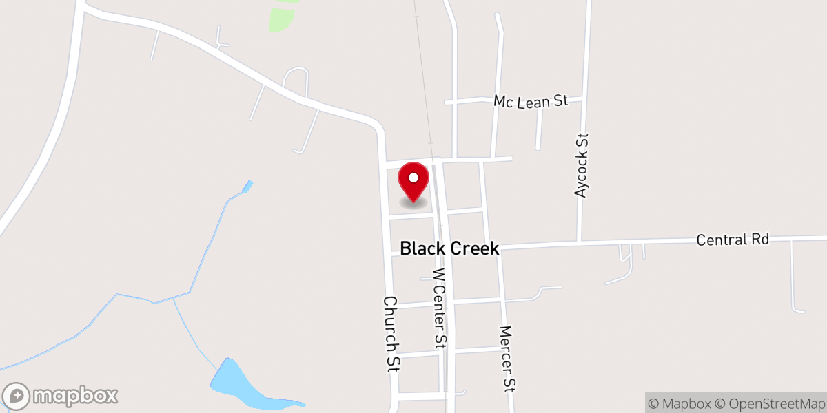 Map showing location of Black Creek Community Center