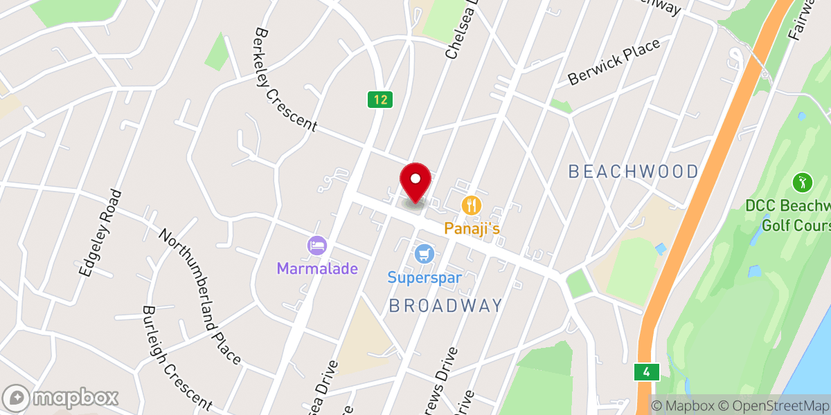 Map showing location of Durban North Methodist Church