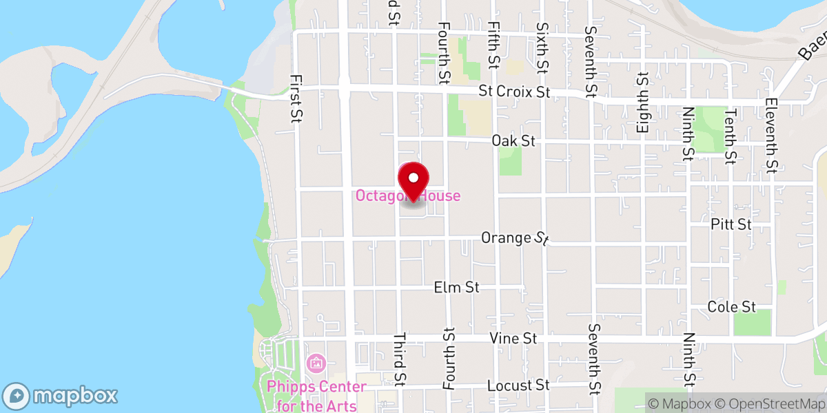 Map showing location of Bethel Lutheran Church (downtown campus)