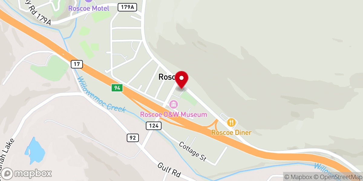 Map showing location of Presbyterian Church of Roscoe