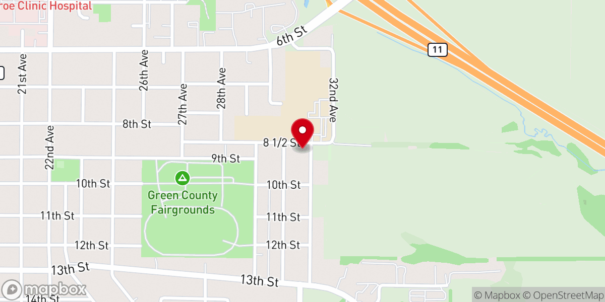 Map showing location of First Baptist Church Of Monroe