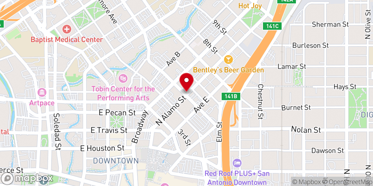 Map showing location of First Church of Christ Scientist of San Antonio