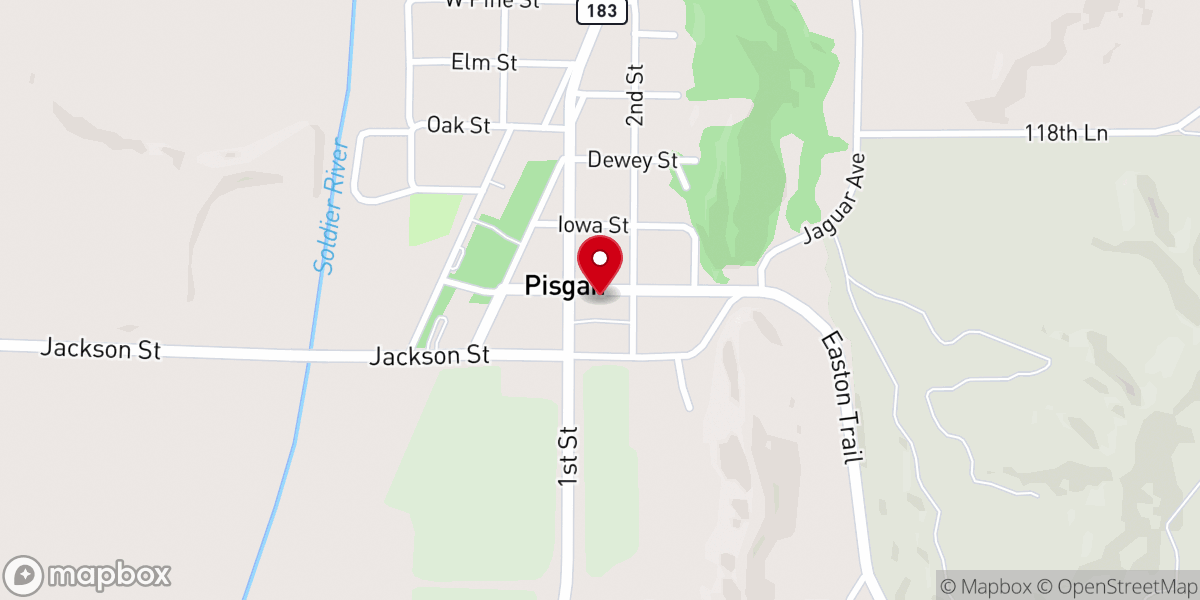 Map showing location of Pisgah City Hall