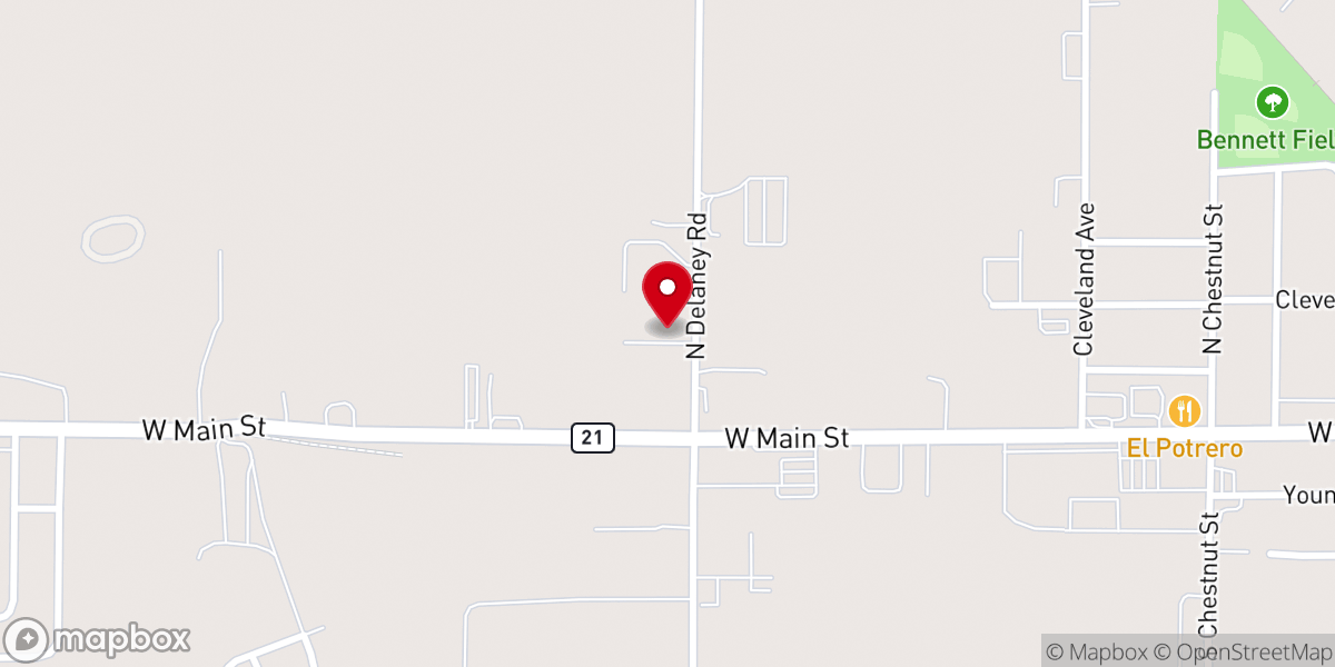 Map showing location of Hope Vineyard Church
