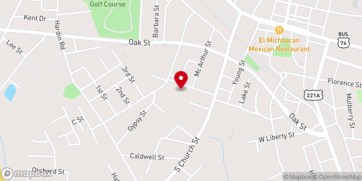 Map showing location of New Bethel A.M.E. Zion Church
