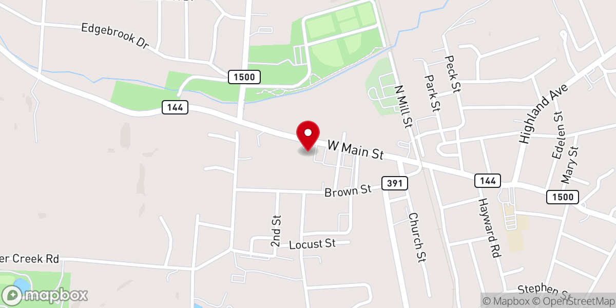 Map showing location of Vine Grove Baptist Church