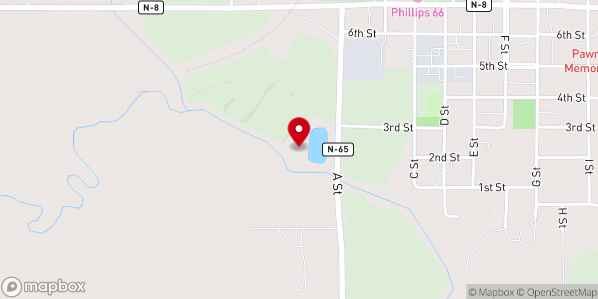 Map showing location of Pawnderosa City Pond & Campsite