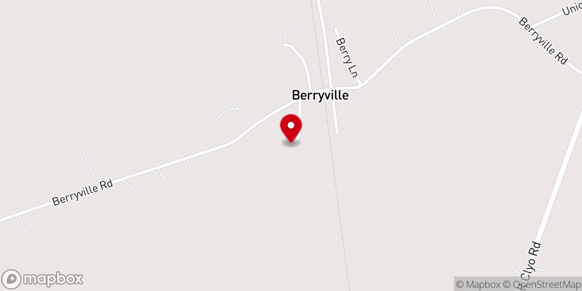 Map showing location of Berryville Missionary Baptist Church