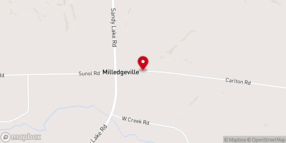 Map showing location of Milledgeville Presbyterian Church