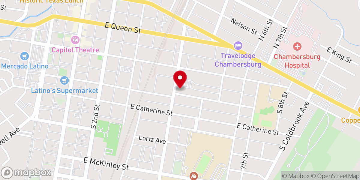 Map showing location of Chambersburg Church of the Brethren