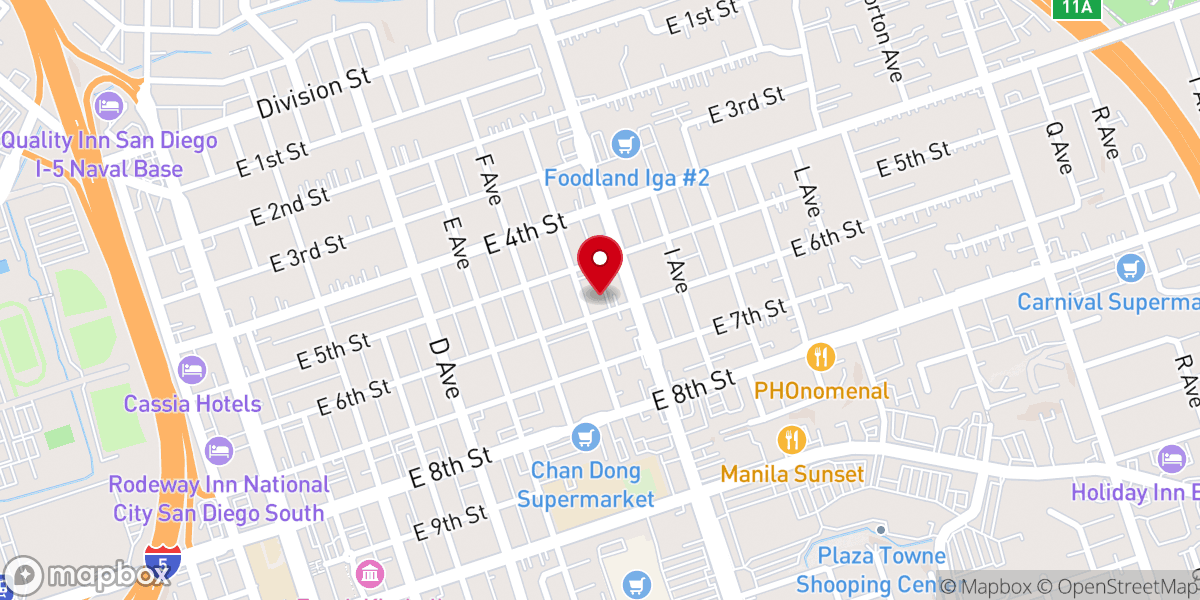 Map showing location of Primera Iglesia Bautista de National City
