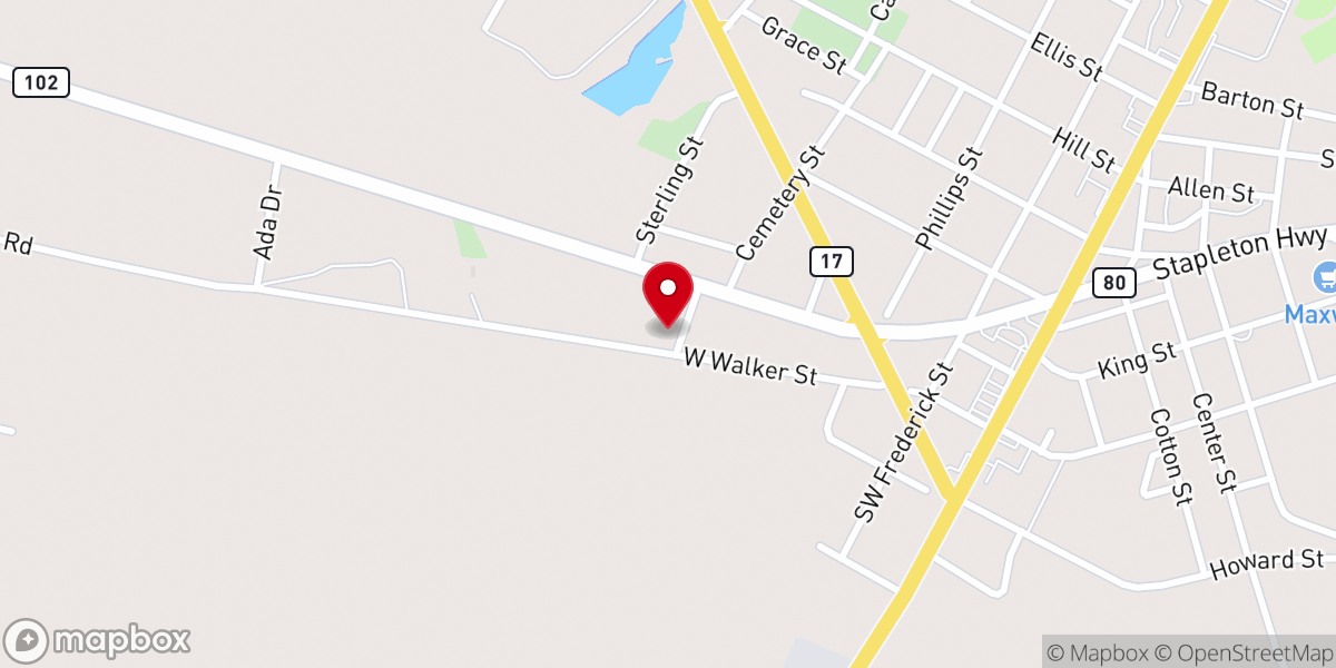 Map showing location of New Zion Baptist Church