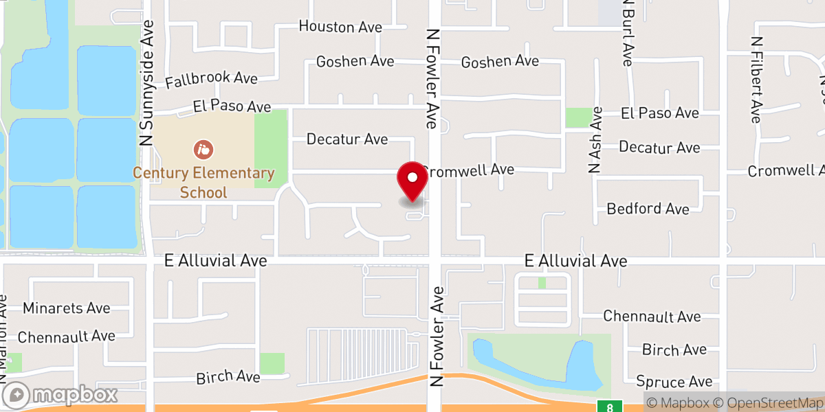 Map showing location of Clovis Missionary Baptist Church